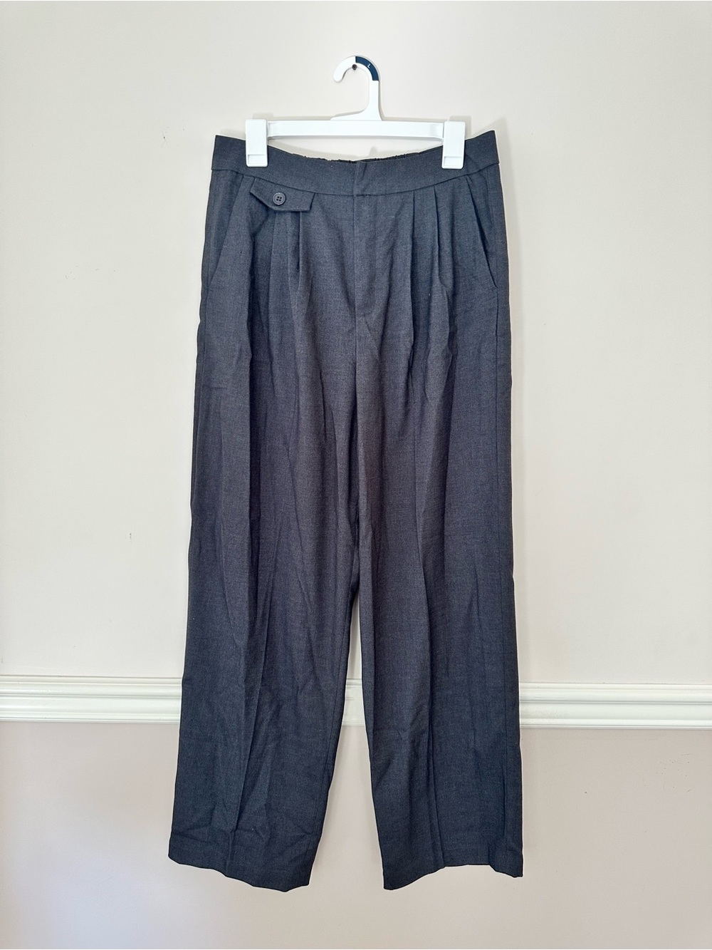French Connection Women's Pleated Wide-Leg Trousers - Charcoal